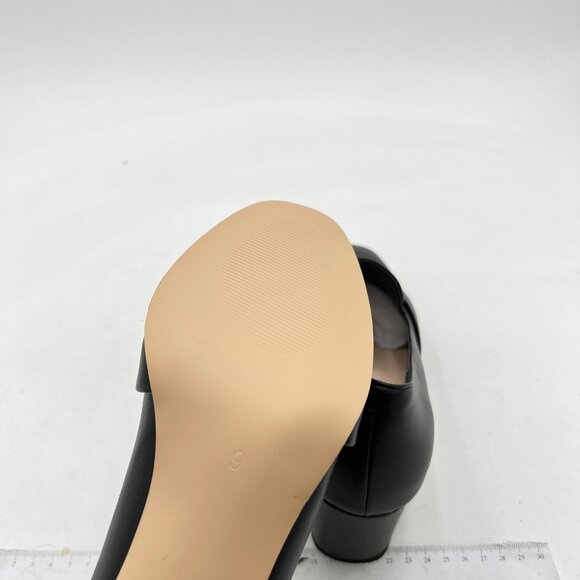 Classic Black Block Heel Loafers - Picture 6 of 8